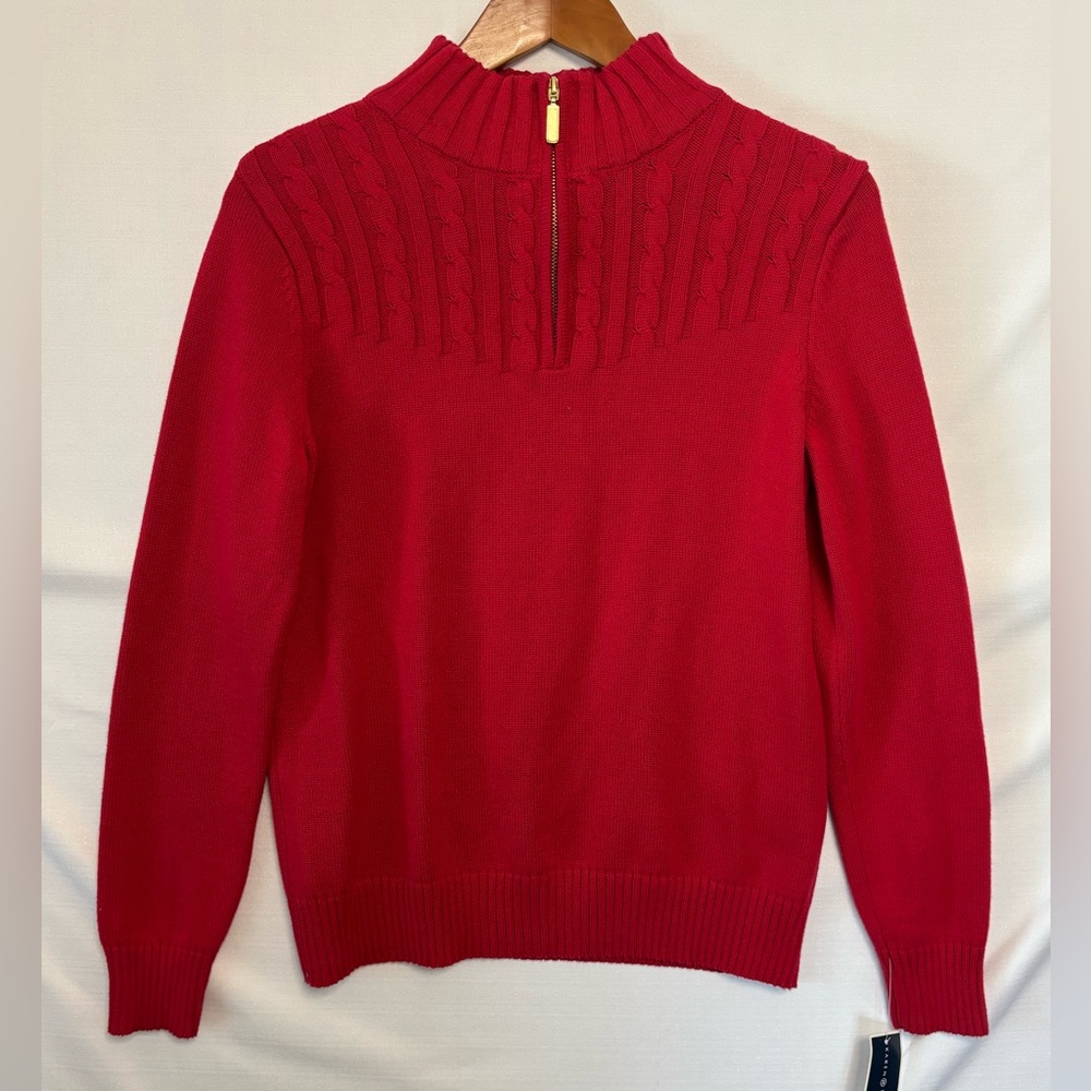 KAREN SCOTT NWT Red Zip-Neck Sweater Size Small